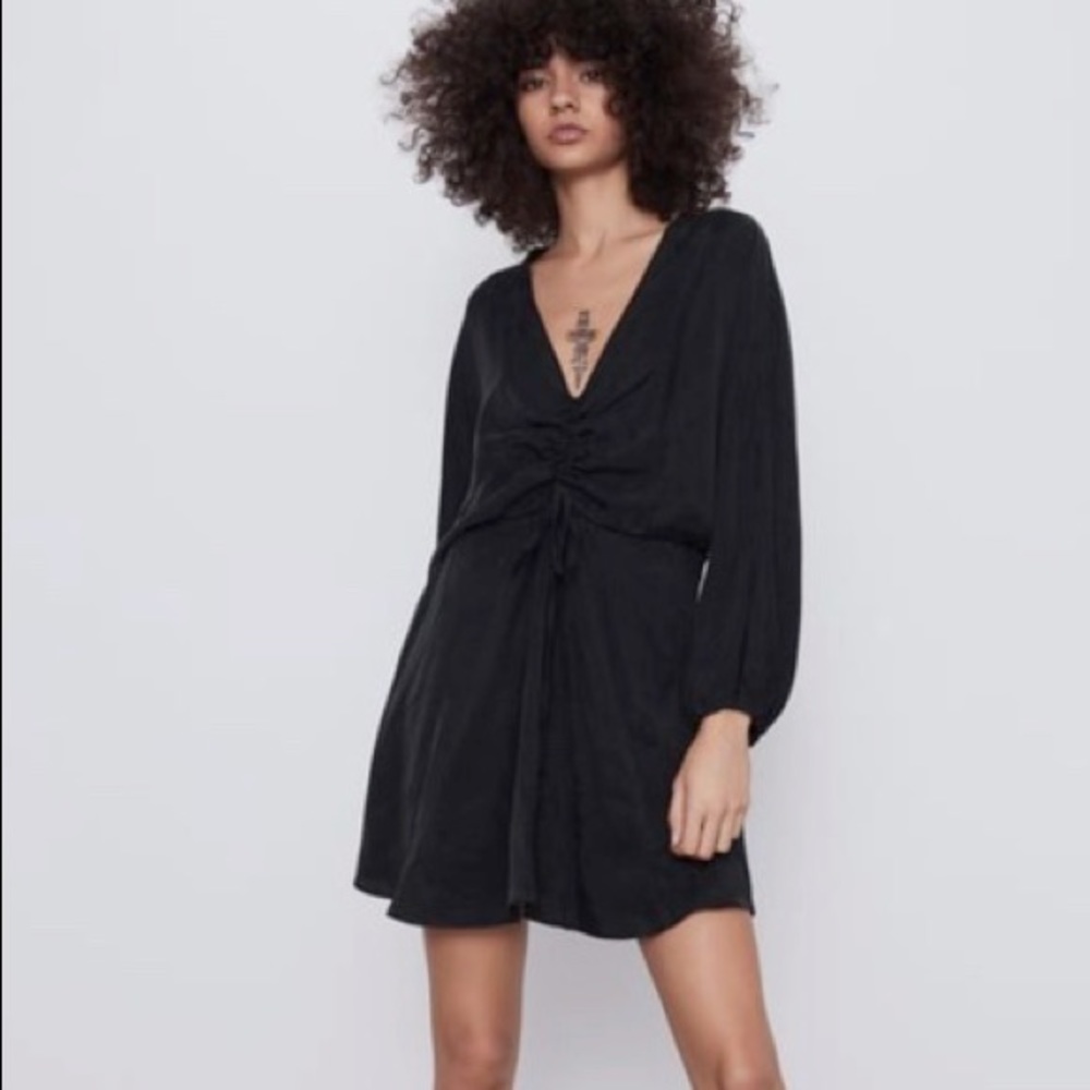 Long Sleeve Satin Dress